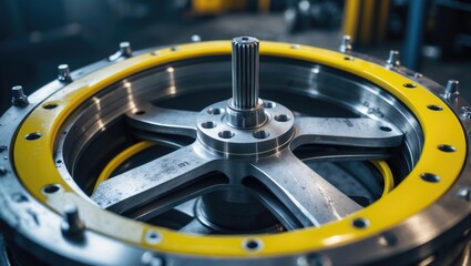 The interior of a powerful water pump reveals the pumping wheel and the sealing ring system.