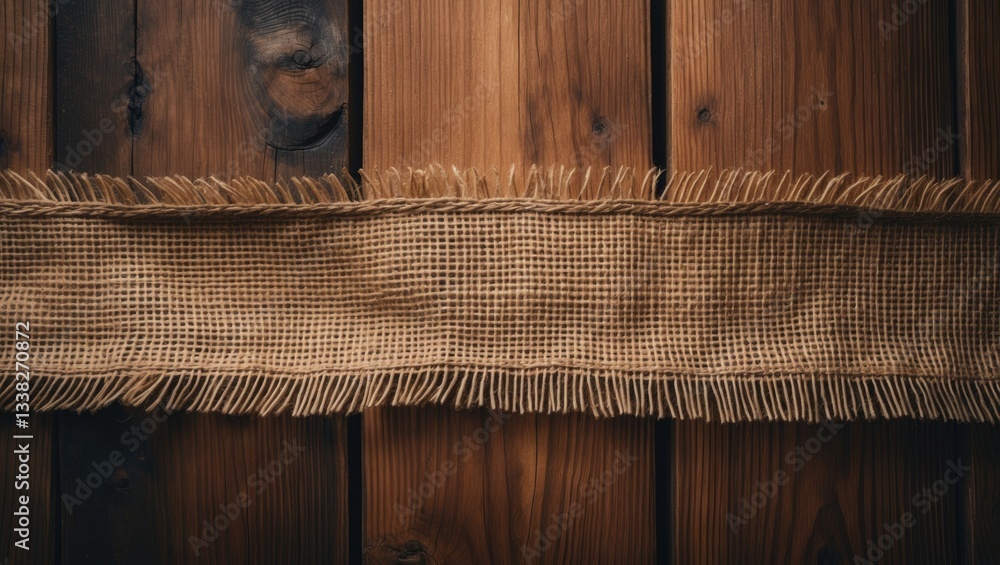 Poster burlap canvas backdrop positioned against a wooden surface.