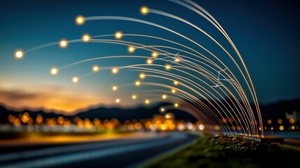 Abstract network at night