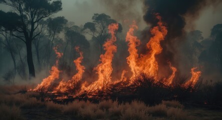 Flames from a controlled burn