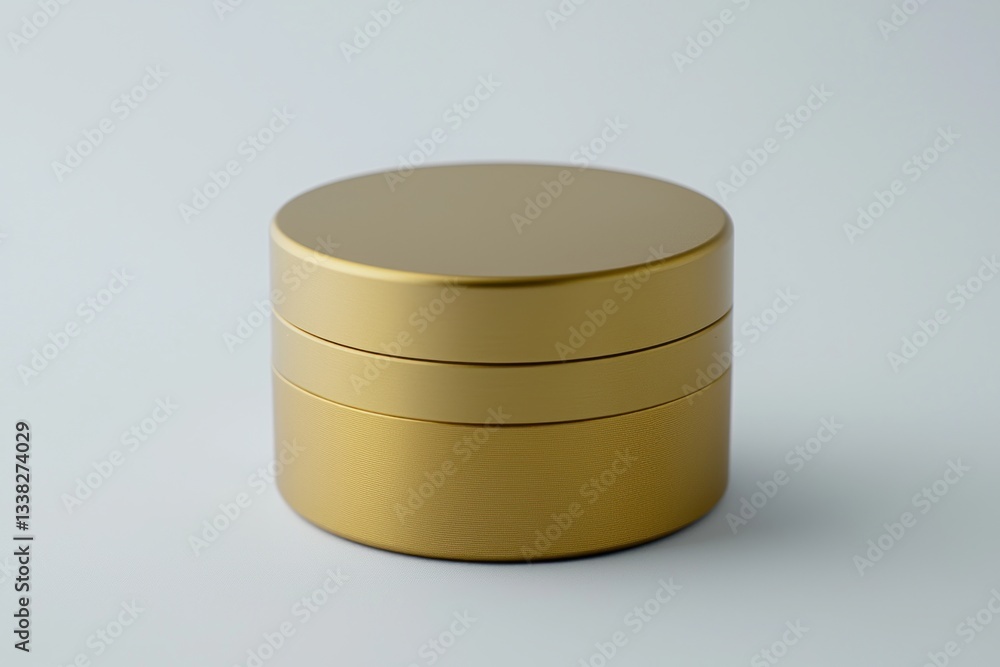 Poster elegant golden cylindrical container in minimalist style centered against soft neutral background st