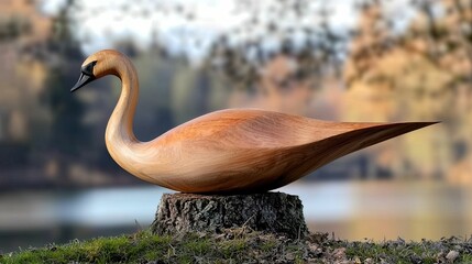 Exquisite wooden swan sculpture