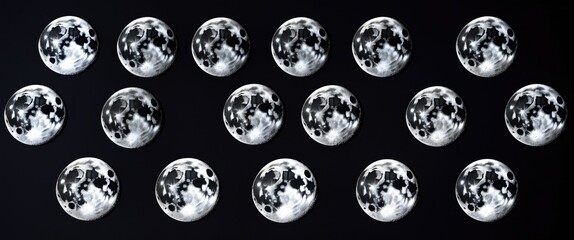 Ten phases of the moon set against a black background.