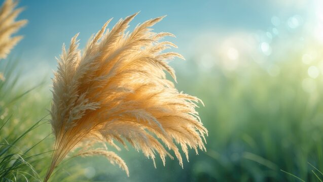 The gentle sound of the wind and the calm harmony of nature. Pampas grass in motion.