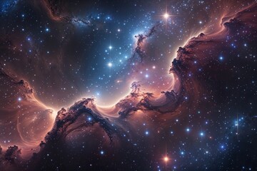 Obraz premium Stunning Cosmic Adventure Through a Majestic Nebula and Twinkling Stars