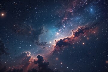 Fototapeta premium Cosmic Night Sky Wallpaper Featuring Nebula and Stars