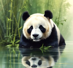 Fototapeta premium Illustration of wild animal panda.