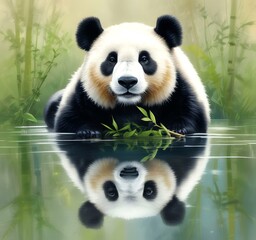 Fototapeta premium Illustration of wild animal panda.