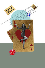 Trend artwork sketch image composite photo collage of casino gambling roulette luck dice chip young...