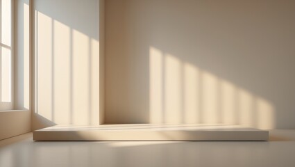 Minimal shadow overlay background from a window. Background for product placement. Simple product placement backdrop with shadow on wall. Innovative product display stage mockup.