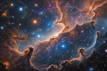 Fototapeta premium Stunning Cosmic Art Canvas Featuring Vibrant Stellar Nebulae Collage