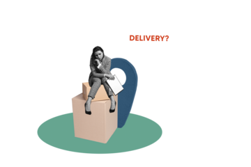 Creative collage picture illustration image monochrome effect sadness serious thoughtful young lady questions delivery beige background