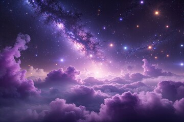 Obraz premium Lavender Space Mist with Flickering Cosmic Lights in Infinite Dimensions