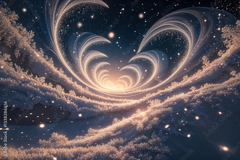Aufkleber enchanting alpha particle swirls in a dark sky with sparkling snow and natural textures