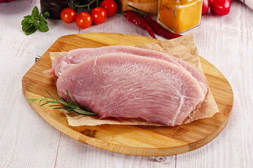 Raw uncooked turkey fillet steak