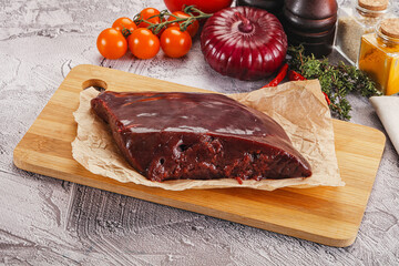 Raw beef liver for cooking