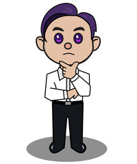 thinking brainstorming man business man men doctor teacher seller worker officer cleaver smart boy figure chibi cartoon vector element stock design graphic