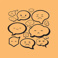Collection of speech bubbles expressing different emotions