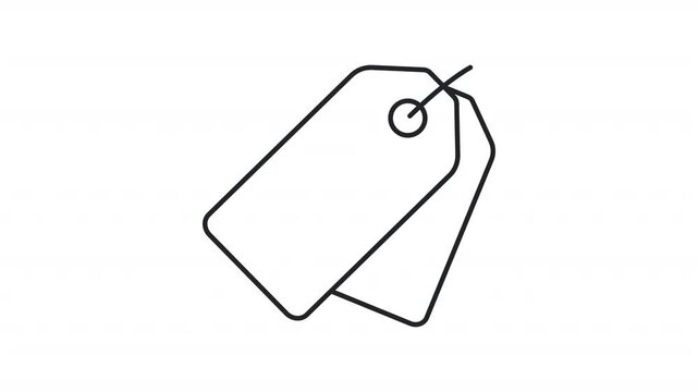 Animated blank price tags icon. Labels declaring goods value line animation. Business and retail service. Black illustration on white background. HD video with alpha channel. Motion graphic