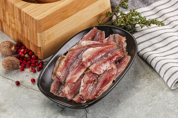 Anchvy canned fish fillet preserve