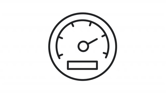 Animated meter dial icon. Tool for precise measuring line animation. Effective controller and indicator. Black illustration on white background. HD video with alpha channel. Motion graphic