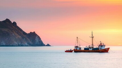 Fototapeta premium Fishing boat at sunrise