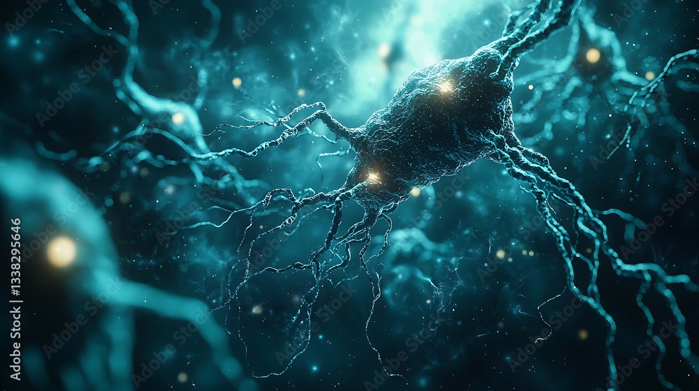 Poster intricate neural network microscopic view