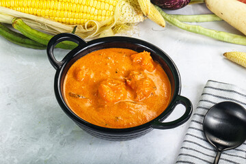 Indian cuisine - spicy prawn masala