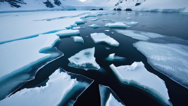 Melting ice close to National Park on an Island.