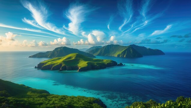 Landscape view of the well-known island where the mutineers took refuge after their ship sank.
