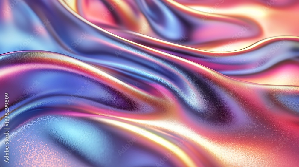 Poster iridescent flowing fabric abstract background