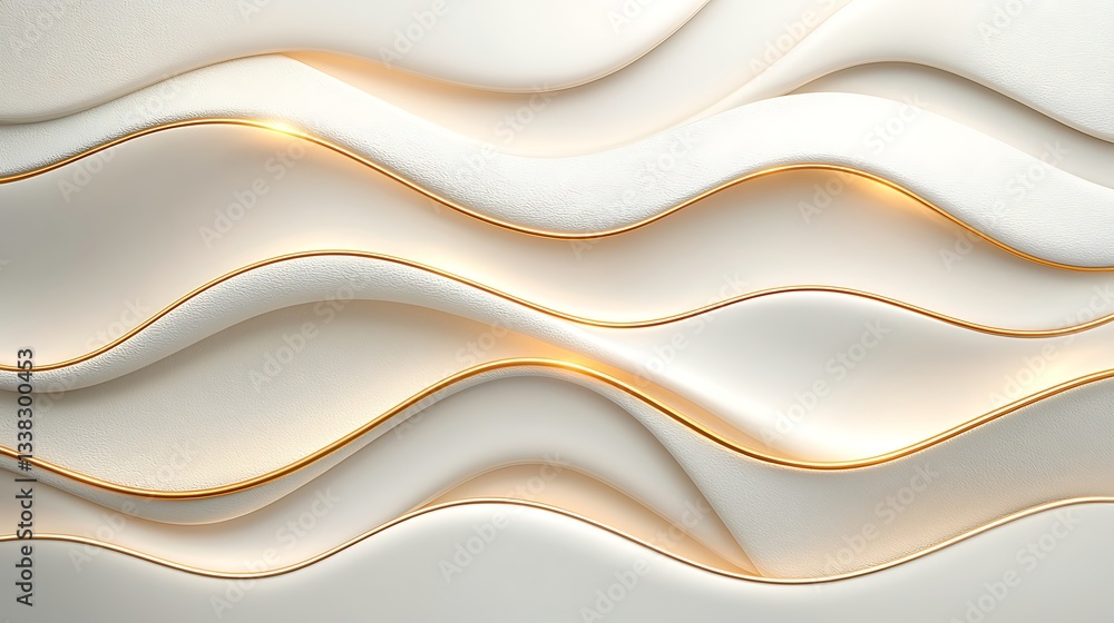 Poster minimalist artistic design abstract waves with gold texture in a modern environment