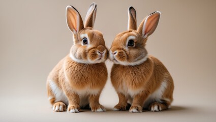 Obraz premium Cute bunnies on a backdrop, with space available for text. Symbol