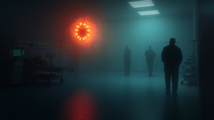 Mysterious Hospital Corridor  Doctors  Medical Equipment  Cinematic Lighting