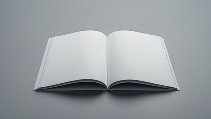 Blank brochure magazine set against a grey background for your design replacement.