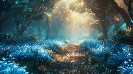 Fototapeta premium A forest with a path through it