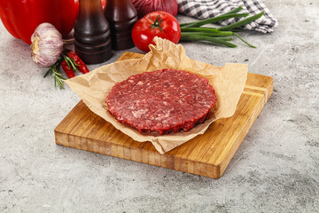 Raw beef burger cutlet minced meat