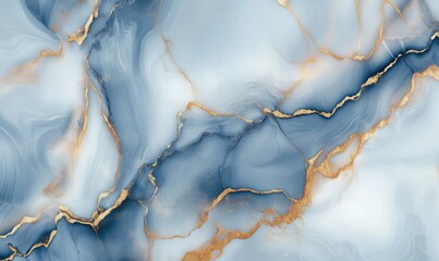 Elegant blue and gold abstract marble texture with fluid patterns and golden veins