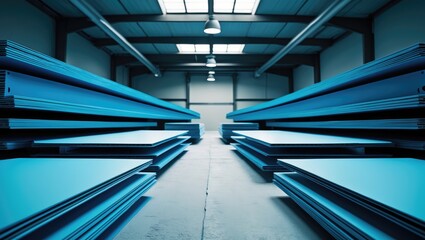 water-resistant gypsum plasterboard drywall, in cyan color, contains moisture additives in its core to endure high humidity, making it suitable for kitchens and bathrooms.