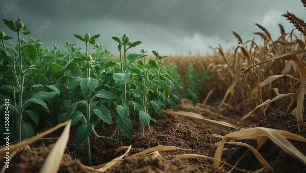 Poster regenerative agriculture featuring soybeans emerging from corn residue and cereal rye.