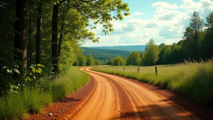 Obraz premium Rally trail through the forest. Path of an ancient dirt road.