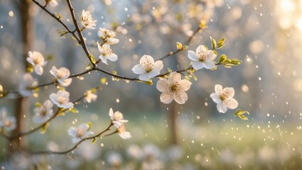 Blossom Serenity Rainy Spring Afternoon