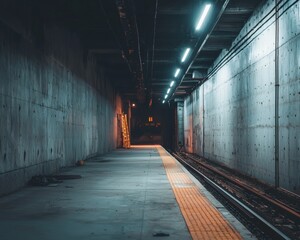 Fototapeta premium Mysterious underground passageway at night Generative AI