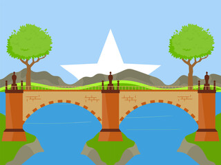 Naklejka premium Water Bridge Concept Illustration Stylish and Beautiful