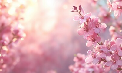 Beautiful cherry blossom flowers in soft pink hues with dreamy background