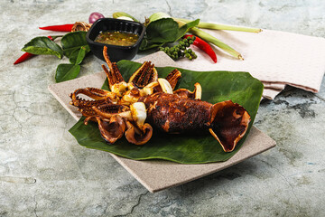 Delicous Grilled squid with sauce