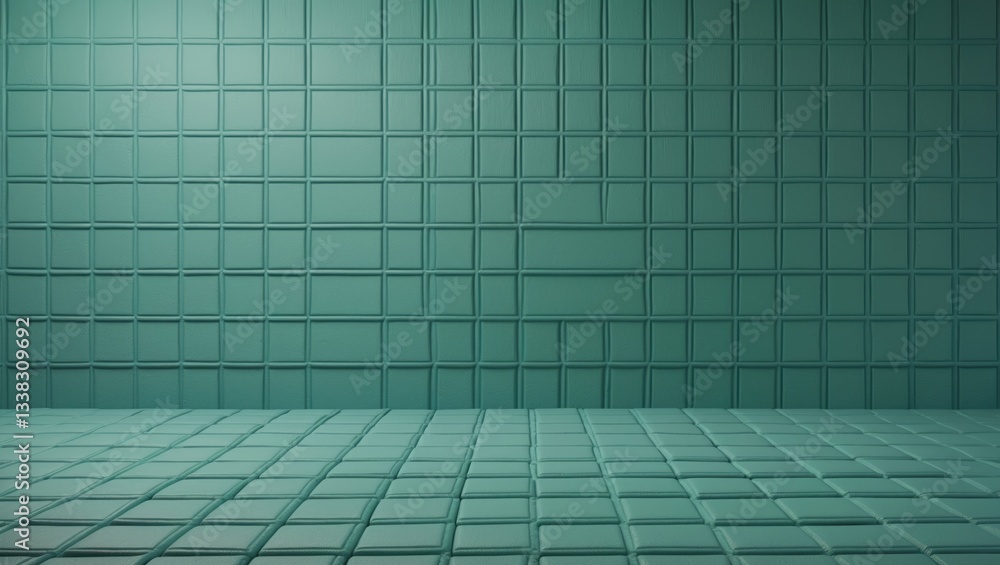 Poster This image displays a green wall with a textured surface featuring a subtle grid pattern, ideal for backgrounds in design projects, presentations, or digital art.