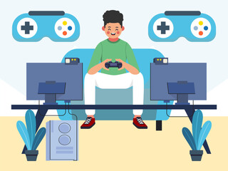 Game Video Concept Illustration Stylish and Beautiful