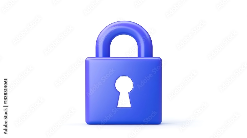 Poster blue lock icon on white background representing security and digital protection concepts for technol