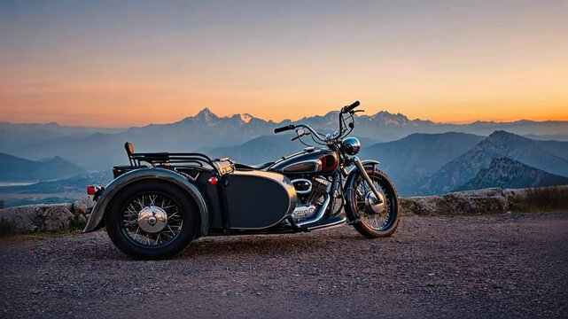 Motorcycle sidecar on the road.